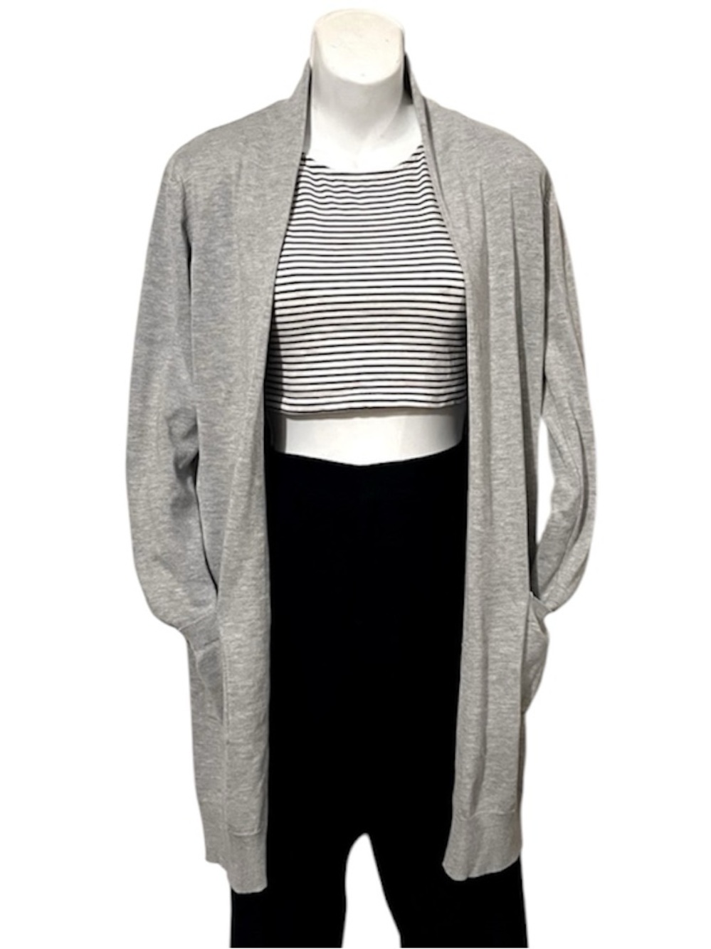 Grace Karin Women’s Gray Mid Length Open Cardigan Sweater Sz S